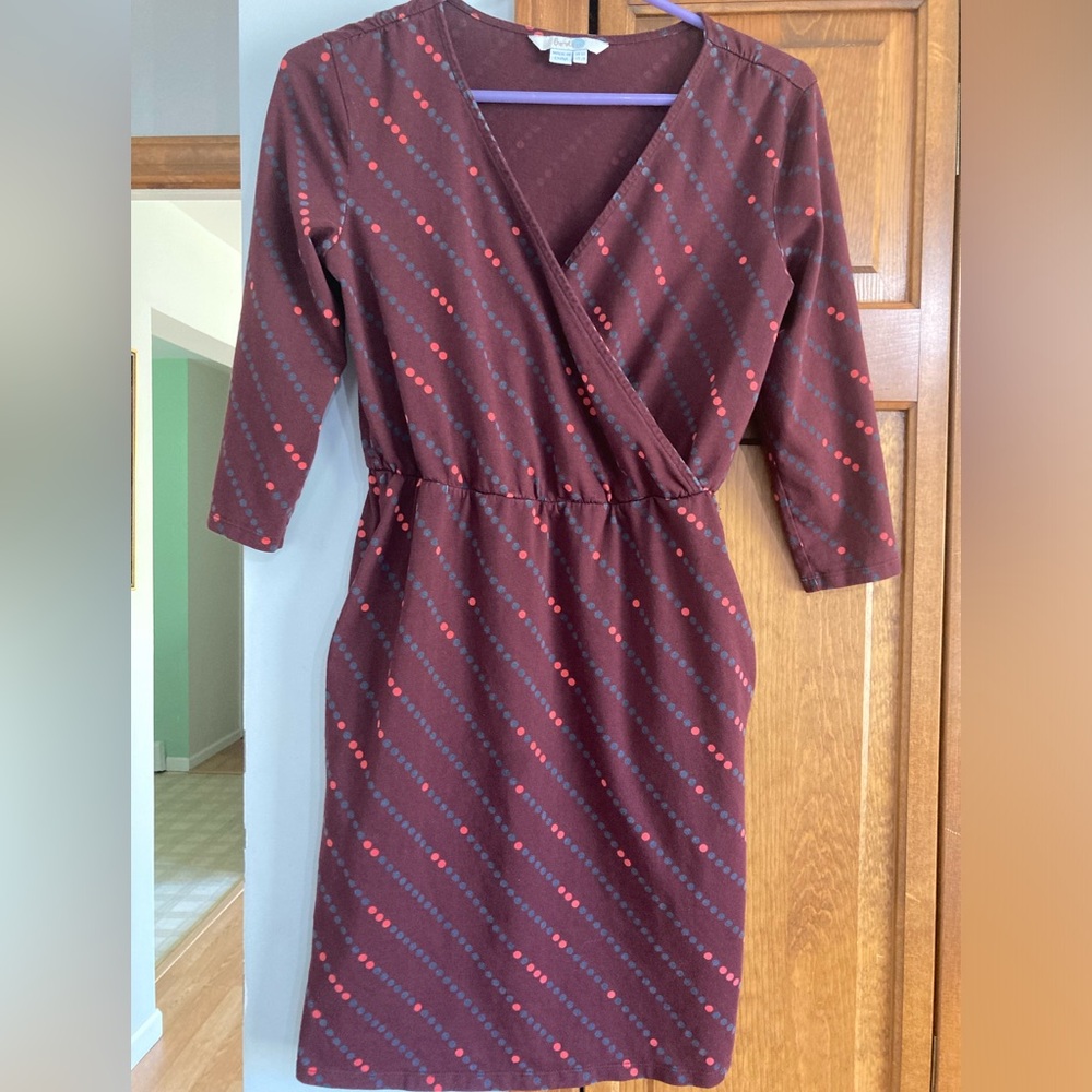 Boden Burgundy Polka Dot Dress 2 XS